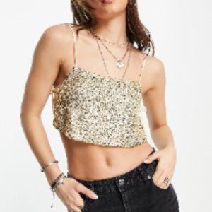 Topshop Sequin Crop Camisole